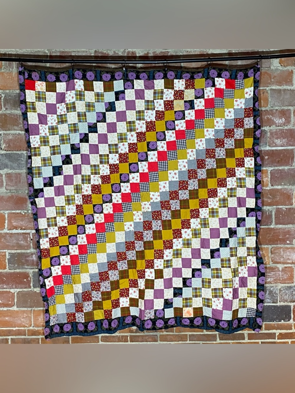Vintage Scrappy Quilt Top 64” x 69”